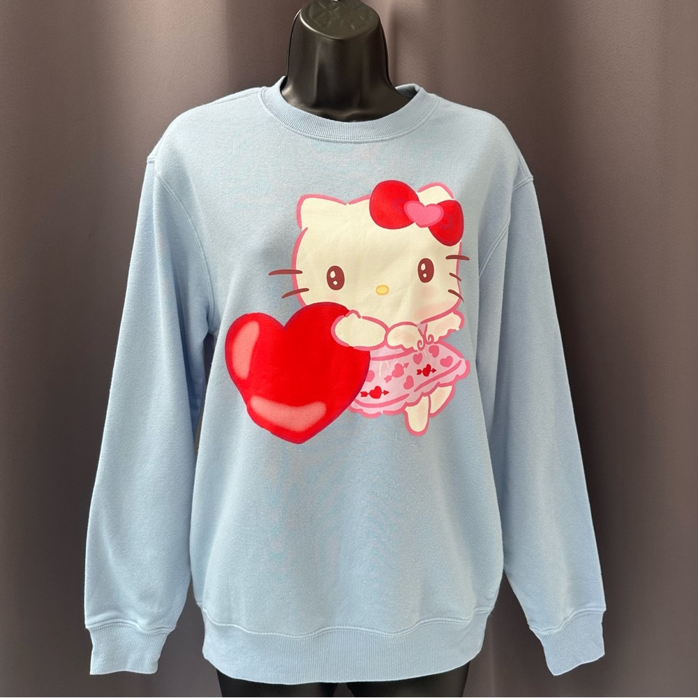 🎁5 FOR $50 SALE🎁 Hello Kitty Powder Blue Graphic Sweatshirt NWT Size X-Small